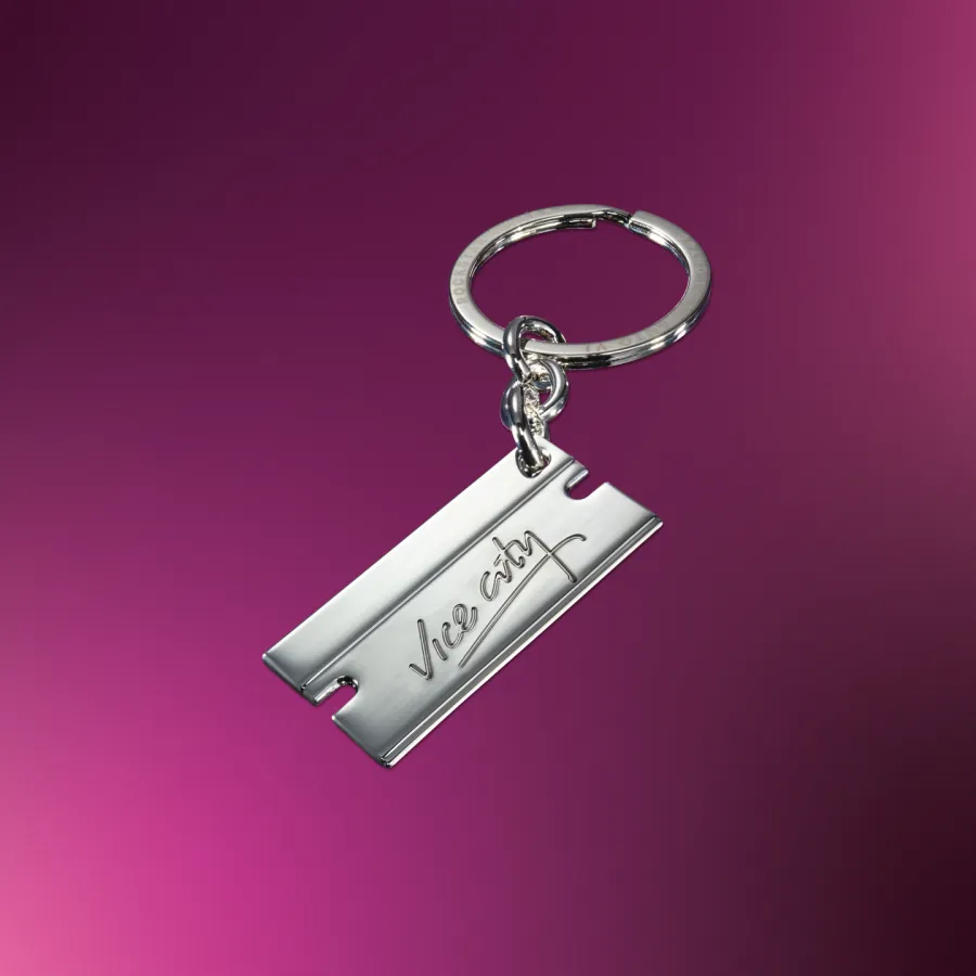 Porte-clés lame de rasoir Vice City — coffret collector GTA 6 The Goodtime State